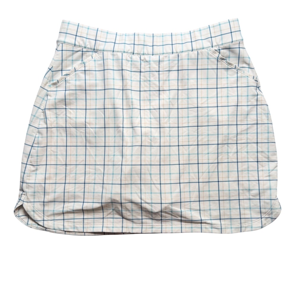Peter Millar Large White Plaid Golf Skort UPF 50+ Sun Protection Golf Pickleball